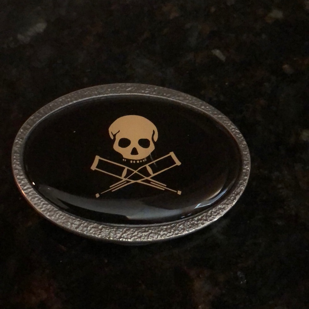 Skull with Crutches Belt Buckle